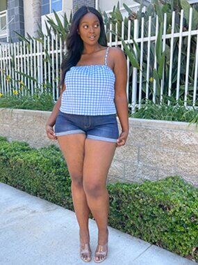 Plus Size Gingham Crop Top